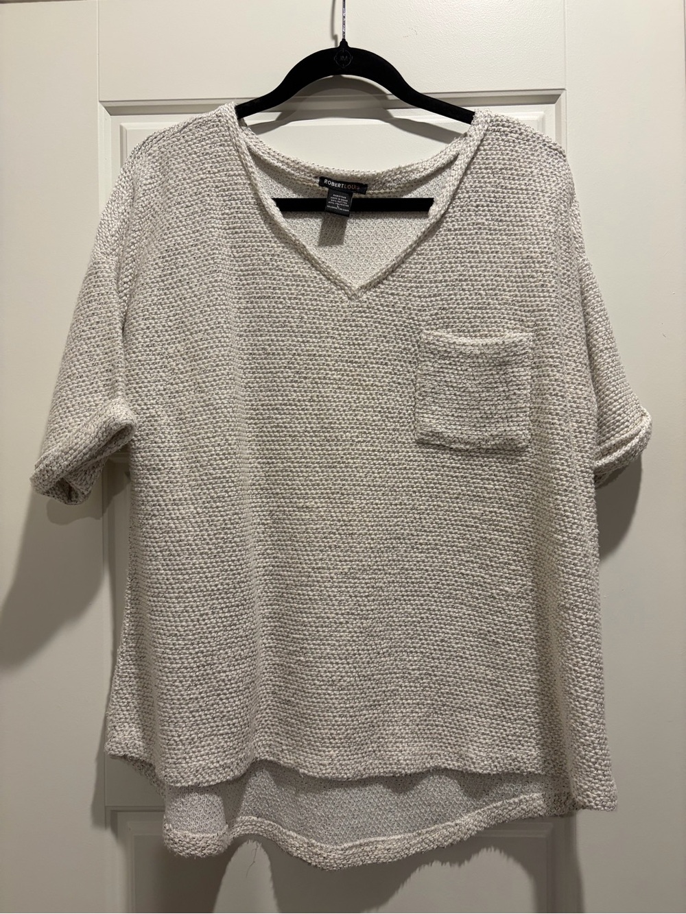 Robert Louis Cream Textured V-Neck Knit Top